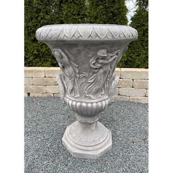 Vase Italian Relief Urn Large Cast Stone Roman Frieze Sculptural Art